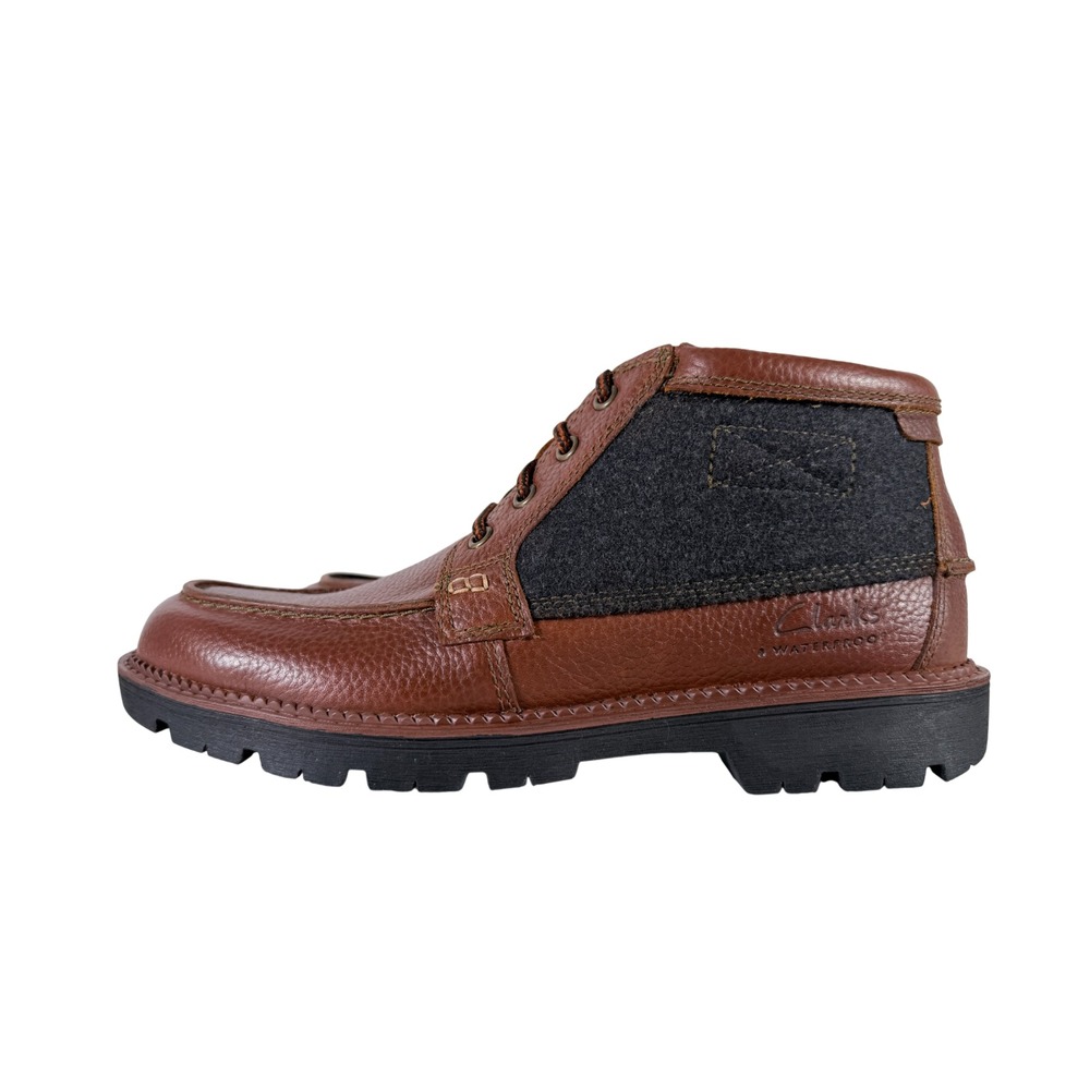 Clarks Men's Maplewalk Moc Waterproof Boots Tumbled Tan Gray Size 9.5‎